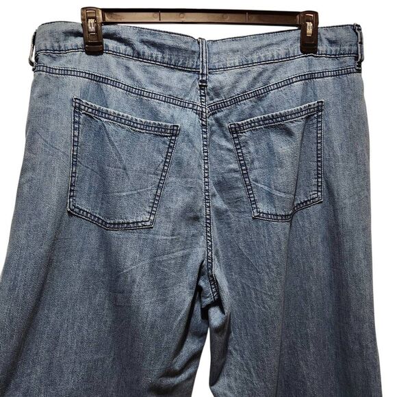 Old Navy high rise drapey drawcord wide leg full length pants blue 16 New - Picture 4 of 8